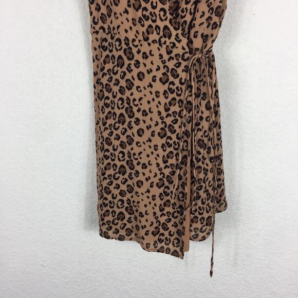 Reformation Anchorage Leopard Mini Wrap Dress XS Animal Print Boho - Picture 9 of 14